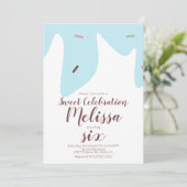 Confetti Sprinkles Tropfen Eis Creme Cone Blue Einladung (Stehend Vorderseite)