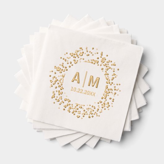 Confetti Spritzer Fun Monogram & Date Wedding Servietten Mit Folie (Insitu (Gestapelt))
