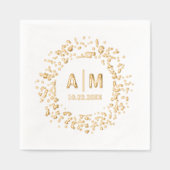 Confetti Spritzer Fun Monogram & Date Wedding Servietten Mit Folie (Vorderseite)