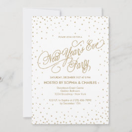 Confetti Stars Gold Glitzer Silvester Party Einladung