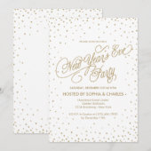 Confetti Stars Gold Glitzer Silvester Party Einladung (Vorne/Hinten)