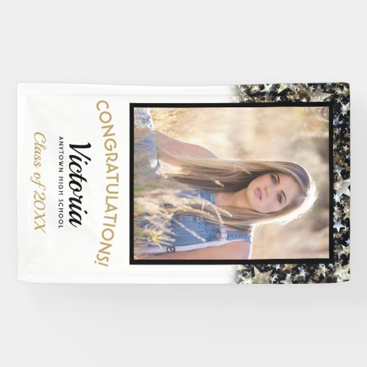 Confetti Stars Herzlichen Glückwunsch 2025 Graduat Banner (Horizontal)