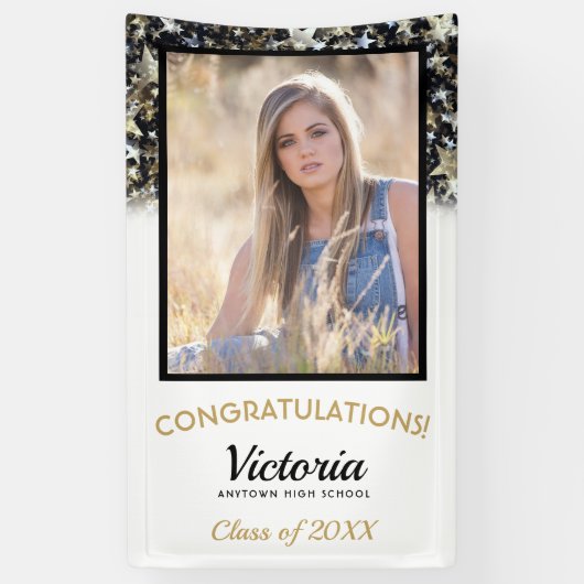 Confetti Stars Herzlichen Glückwunsch 2025 Graduat Banner (Vertikal)