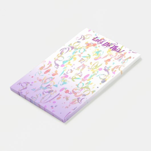 Confetti-Streifen und lila Steigungs-Schablone Post-it Klebezettel (angewinkelt)