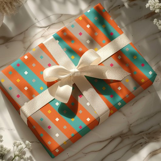 Confetti Stripe Geometric Geschenkpapier