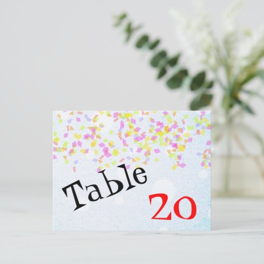 Confetti Tischnummer Postkarte (Stehend Vorderseite)