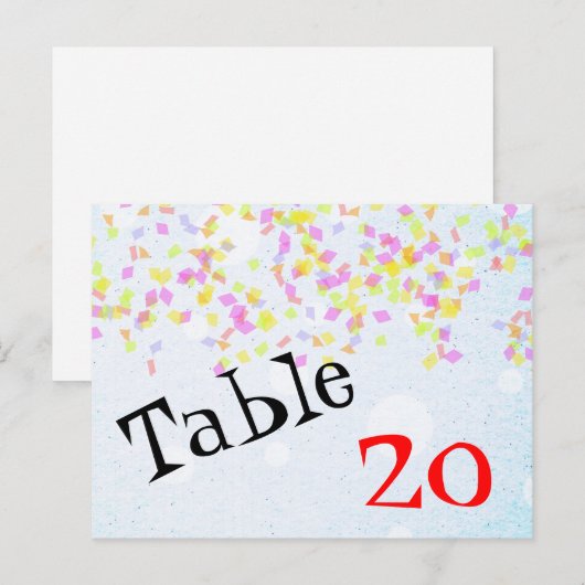 Confetti Tischnummer Postkarte (Vorne/Hinten)
