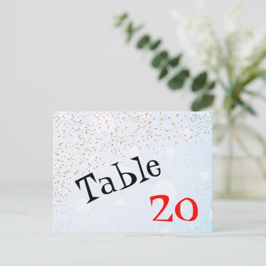 Confetti Tischnummer Postkarte (Stehend Vorderseite)