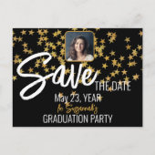 Confetti Top Custom Foto Abschluss Save the Date Ankündigungspostkarte (Vorderseite)