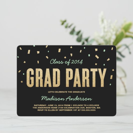 Confetti Toss | Einladung zur Graduiertengruppe (Stehend Vorderseite)