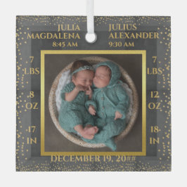 Confetti Twin Baby Name Birth Stats Foto Keepake Ornament Aus Glas