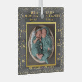 Confetti Twin Baby Name Birth Stats Foto Keepake Ornament Aus Glas (Vorderseite Rechts)