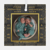 Confetti Twin Baby Name Birth Stats Foto Keepake Ornament Aus Glas (Rückseite)