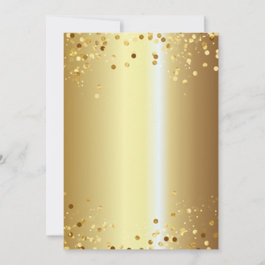 Confetti über das Gold Metallic Silvester Party Einladung (Rückseite)