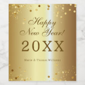 Confetti über das neue Jahr des glänzenden Glam Go Weinetikett (Einzelnes Label)
