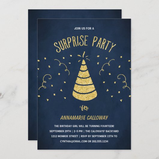 Confetti Überraschung Geburtstagspartei Einladung (Vorne/Hinten)