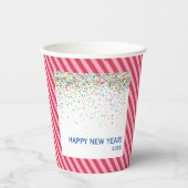 Confetti und Candy Cane Streifen Papiertasse Pappbecher (Vorderseite)