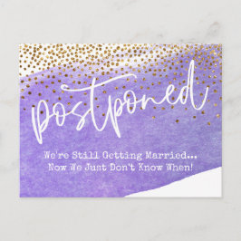 Confetti und Lila Wasserfarbe Verspätete Hochzeit Postkarte