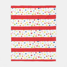 Confetti und Red Stripe Fleece Blanket