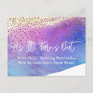 Confetti & Watercolor Sassy Verspätete Hochzeit Postkarte