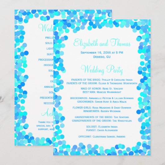 Confetti Wedding Programs Programm (Vorne/Hinten)