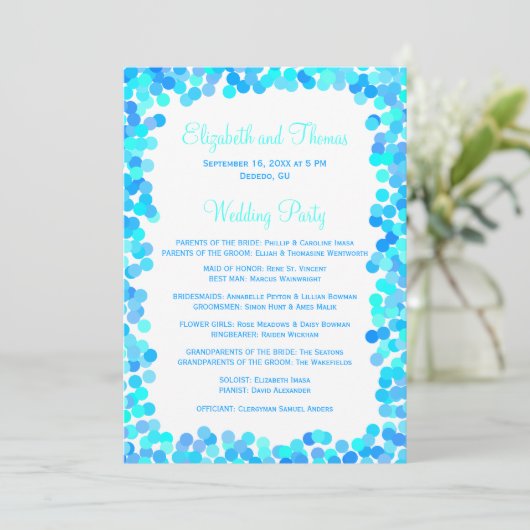 Confetti Wedding Programs Programm (Stehend Vorderseite)