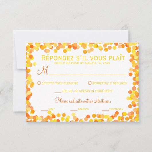 Confetti Wedding Response Cards RSVP Karte (Vorderseite)