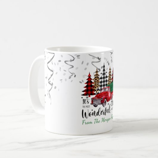 Confetti, Weihnachten Roter Lkw Pine Tree Schnee Kaffeetasse (Vorderseite Links)