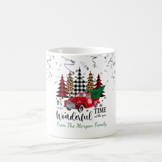 Confetti, Weihnachten Roter Lkw Pine Tree Schnee Kaffeetasse (Mittel)