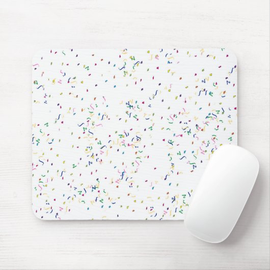 Confetti White Background Mousepad (Mit Mouse)