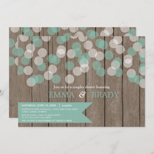 Confetti Wood Rustic Couples Dusche Einladung (Vorne/Hinten)