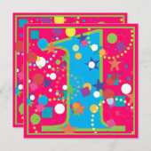 Confetti-Zirkus-1. Geburtstags-Party Einladung (Vorne/Hinten)