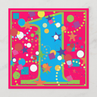 Confetti-Zirkus-1. Geburtstags-Party Einladung