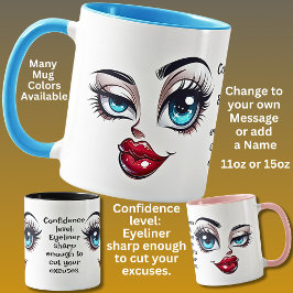 Confidence, Add Name Message, Fabulous Eyes Face Tasse