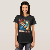 Confident Cat "PURRSIST"! Retrodesign T-Shirt (Vorne ganz)