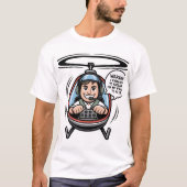 Confident Helicopter Pilot Cartoon With Hover Warn T-Shirt (Vorderseite)