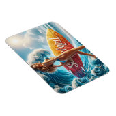 Confident Surfer Girl Walking Beach Waves Art Magnet (Rechte Seite)