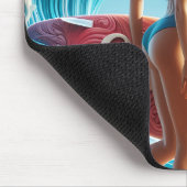 Confident Surfer Girl Walking Beach Waves Art Mousepad (Ecke)