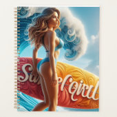 Confident Surfer Girl Walking Beach Waves Art Planer (Vorderseite)