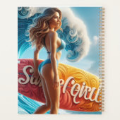Confident Surfer Girl Walking Beach Waves Art Planer (Rückseite)