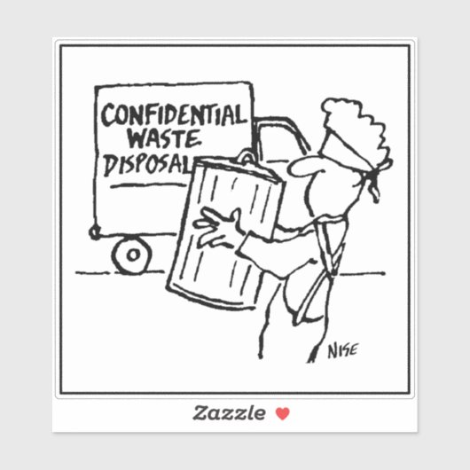 Confidential Waste Disposal Cartoon - Funny Aufkleber (Blatt)