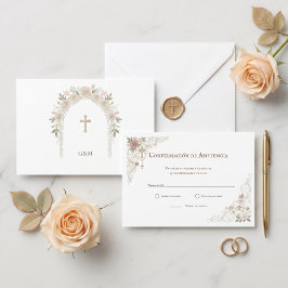 Confirmación de Asistencia Catolica RSVP Christian Karte