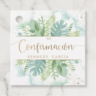 Confirmación, Greenery & Blue Green Geschenkanhänger