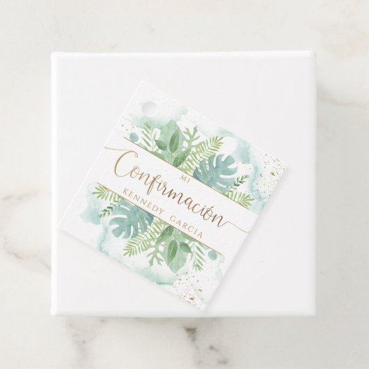 Confirmación, Greenery & Blue Green Geschenkanhänger (Beispiel)