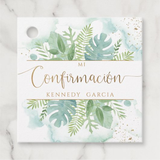 Confirmación, Greenery & Blue Green Geschenkanhänger (Vorderseite)