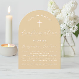 Confirmation Arch Beige Einfache Cross Script Mode Einladung
