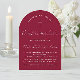 Confirmation Arch Burgundy Religious Girl Script Einladung