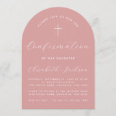 Confirmation Arch Dusty Rose Pink Girl Script Einladung (Vorderseite)