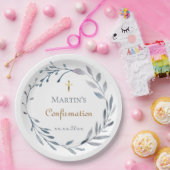 Confirmation blue wreath  pappteller (Party)