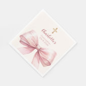Confirmation blush pink bow cream cross luncheon serviette (Ecke)